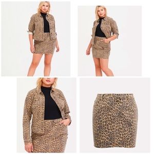 Torrid BUNDLE! Leopard denim jacket and skirt